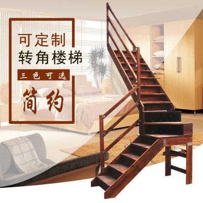 定制木质错层别墅复式阁楼家用室内外loft登高直爬旋转转角楼梯子
