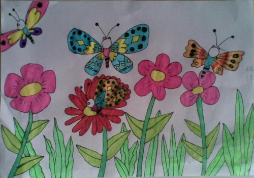 花儿和蝴蝶春天绘画图片大全2