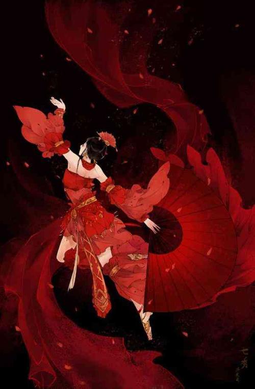 血色古风人物插画欣赏