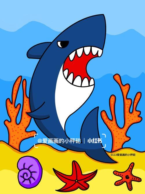 儿童简笔画鲨鱼简笔画鲨鱼文化绘画小贝简笔画-鲨鱼简笔画鲨鱼绘画