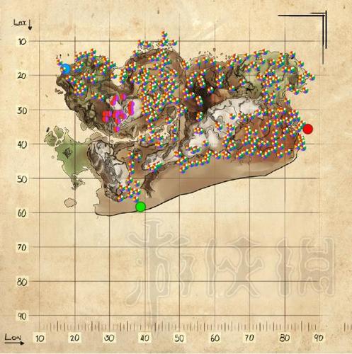 方舟生存进化仙境传说地图全资源点分布图示详解