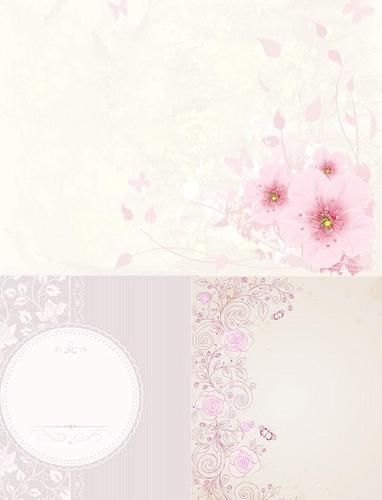 粉色淡雅花卉背景矢量图