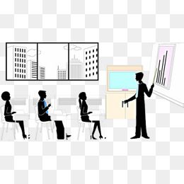 手绘剪影三个听众