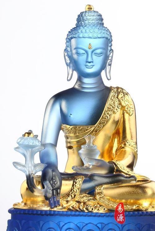 金身南无药师佛如来 定制琉璃佛像 鎏金贴金宗教摆件