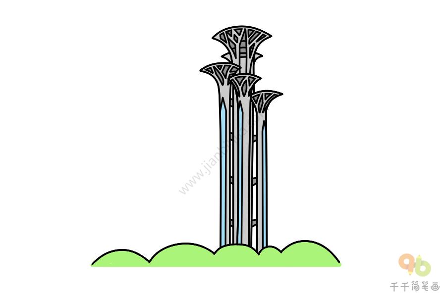 奥林匹克塔简笔画