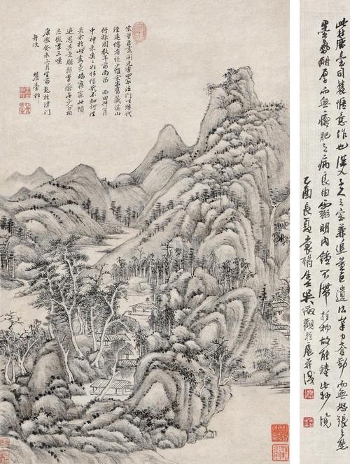 清 王原祁《溪山草阁图》