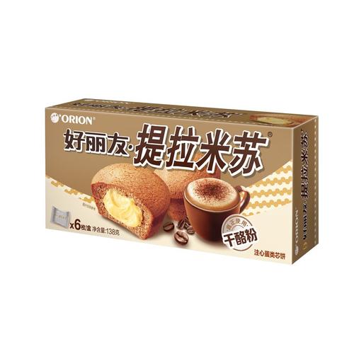 orion好丽友营养早餐点心零食注心下午茶提拉米苏6枚138g盒新老包装