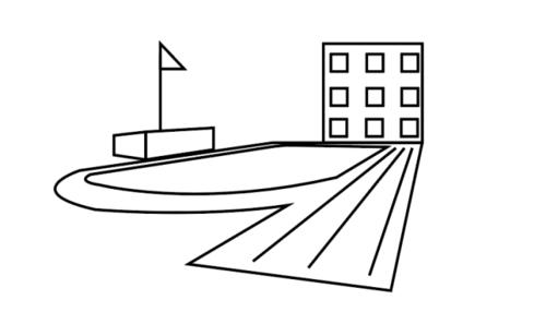 学校操场简笔画