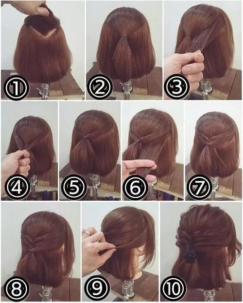 淑女扎发一:   这款波波头比较短,底下头发要扎起来长度不够,比较适合