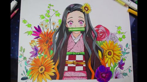 超可爱的祢豆子手绘教程从线稿到上色全过程shinigami