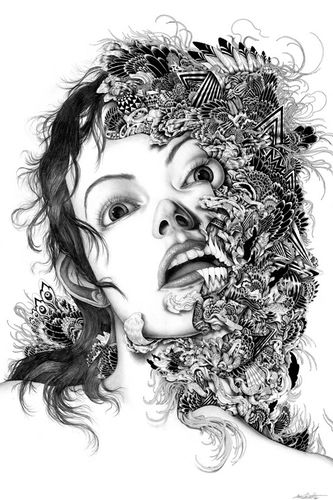 超现实主义像艺术品一样的人物肖像插画-英国iain macarthur插画师