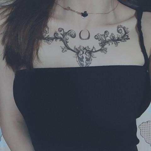 暗黑系防水纹身贴女持久仿真性感诱惑花胸 胸部大图案贴纸