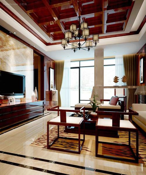中式客厅装修吊顶效果图