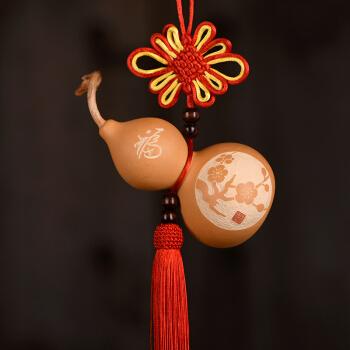 中国结天然葫芦挂件烙画雕刻大葫芦家居客厅卧室送人小礼品 雕刻梅花