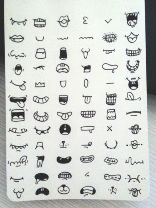 表情素材/眼睛嘴巴画法/儿插简笔画基础_插画_简笔画