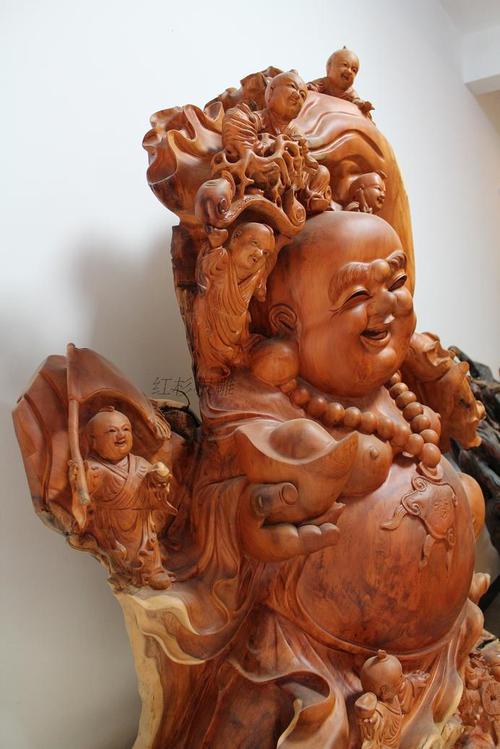 红豆杉根雕 弥勒佛像摆饰 家居摆饰 公司摆饰 集团摆件