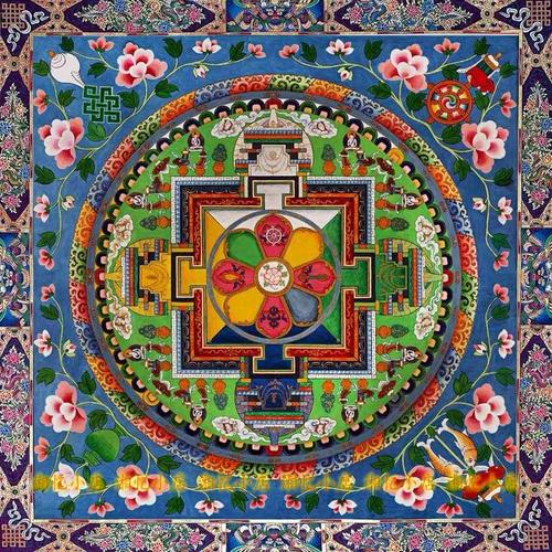 印花dmc纯棉十字绣套件客厅餐厅唐卡藏传佛教佛像 曼陀罗画坛城1