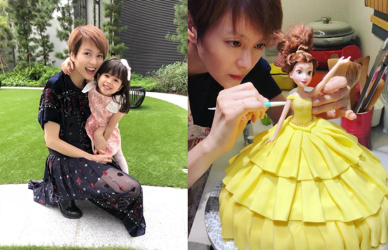 梁咏琪亲手制作公主蛋糕贺女儿3岁生日