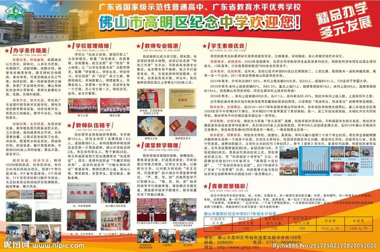 中学招生 学校宣传单图片