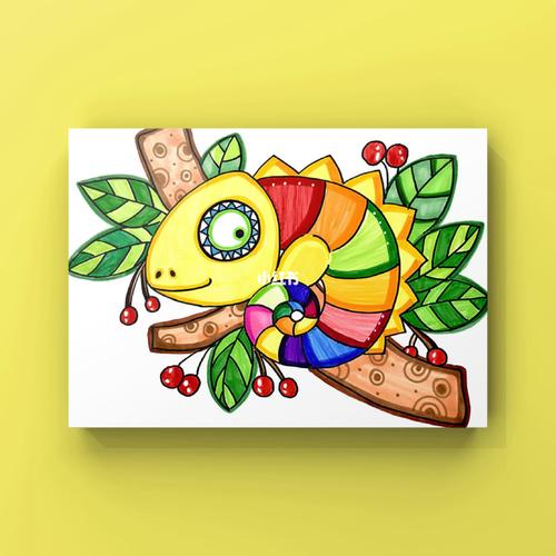 课件 | 少儿创意美术《变色龙》_创意美术_美术_少儿美术_文化_绘画