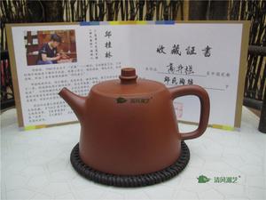 潮州手拉壶邱桂林纯手工老陈泥无釉壶作品【高井栏】*