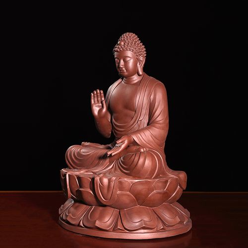 王义坤紫砂雕塑摆件佛像坐莲台释迦摩尼名家手工精品吉祥人物包邮