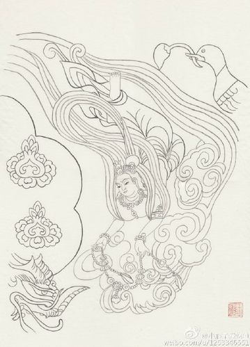 小雁子爱吃鱼白描敦煌壁画飞天昨天完成的 - 微博