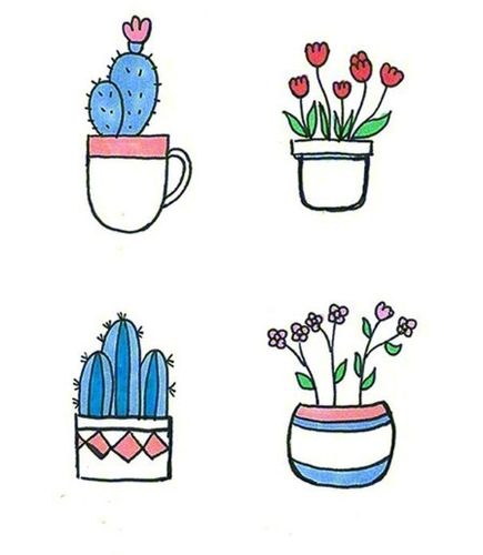 分享一组可爱的盆栽简笔画,每一个都超萌,喜欢手账的可以收藏啦!