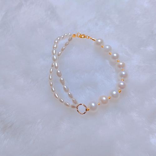 纯手工diy单双层淡水珍珠手链时尚小清新百搭手链视频