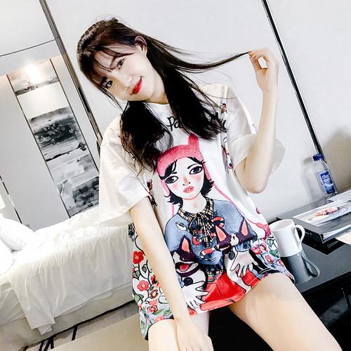 夏装2018新款女t恤ins短袖下衣失踪t恤网红同款怪味少女上衣 百搭_7折