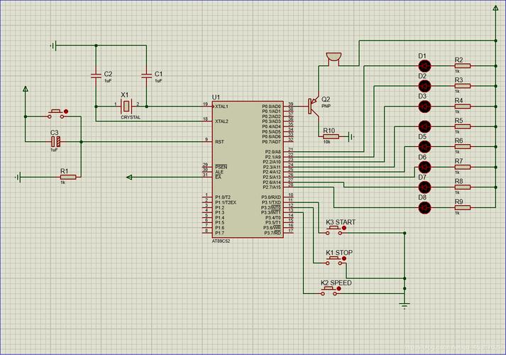 基本要求:制作一个c51最小系统实现8颗led灯流水闪烁.