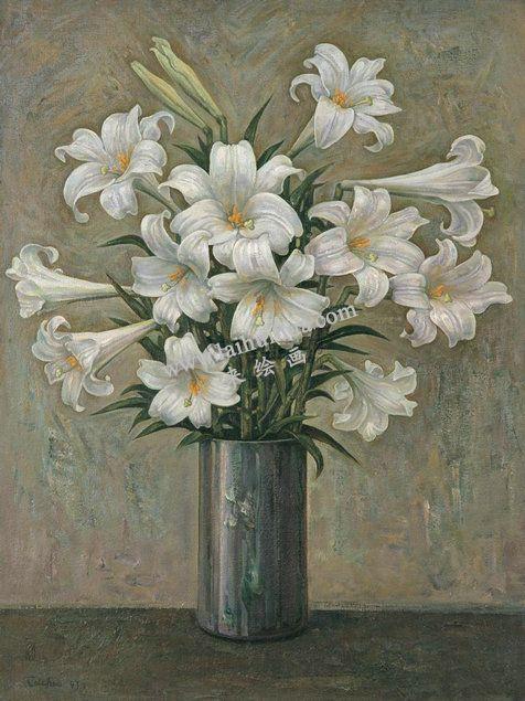 百合花油画