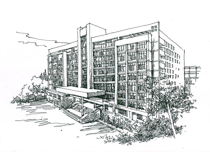 一套学校主题的建筑作品|纯艺术|钢笔画|llxj吴小佳