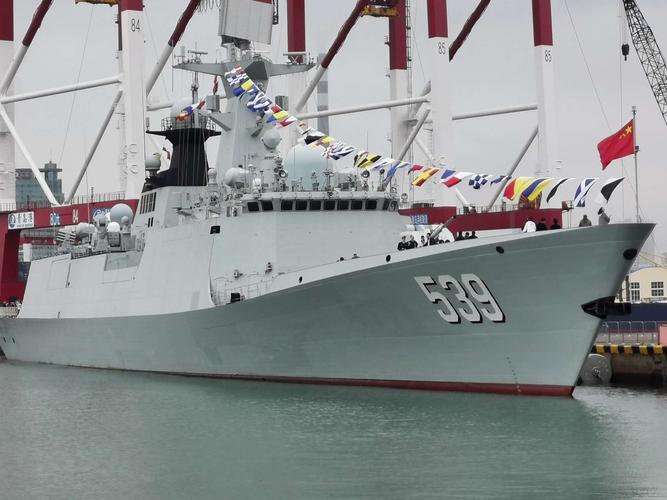 中国芜湖舰054a护卫舰,舷号539,排水量四千吨,我国最先进的护卫舰.