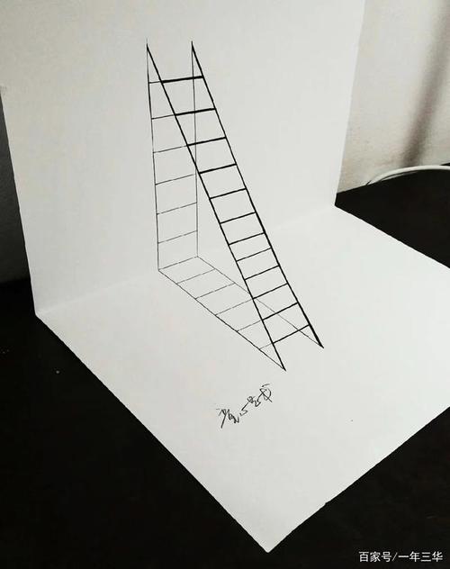 美术小课堂,制作3d立体梯子画