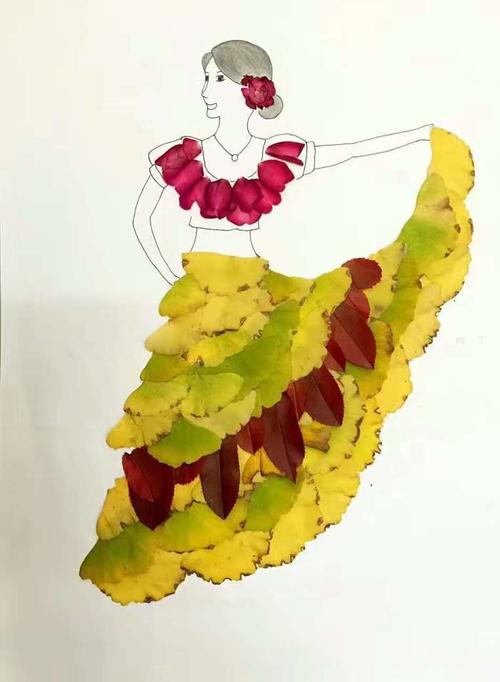 时尚人物儿童树叶贴画作品大全