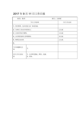 工作日报模板
