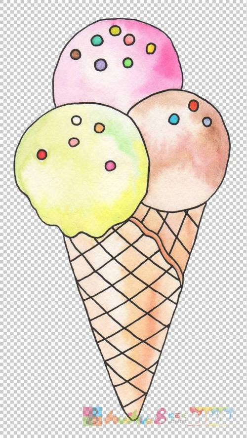 冰淇淋简笔画图片彩色怎么画简笔画教程_绘画吧-画画