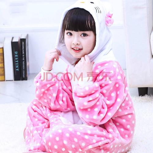 法兰绒动物花灵鼠儿童连体卡通睡衣秋冬款男女孩宝宝演出服家居服wftd