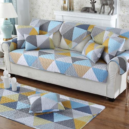 简约现代真皮沙发垫布艺全棉四季通用防滑坐垫全包套巾罩全盖摩格90