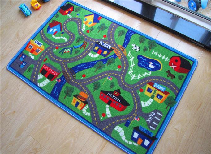 智美良品儿童地毯儿童房地毯迷你赛车场车道汽车毯80x120.