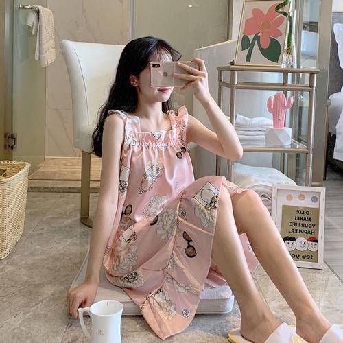 睡裙女夏季吊带性感冰丝绸睡裙可爱甜美少女生学生公主睡衣连衣裙
