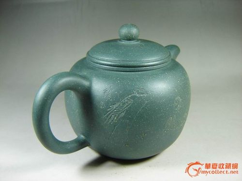 宜兴紫砂壶*吴君兰全手工*十年藏兰山绿泥宝石绿*鲍尊壶380cc