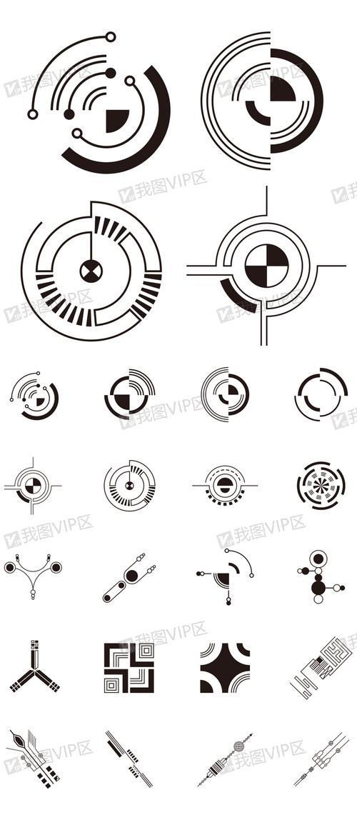 2017黑白科技感线条元素矢量素材