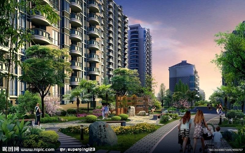 小区景观建筑效果图图片