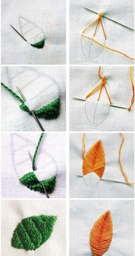 叶子刺绣方法图解