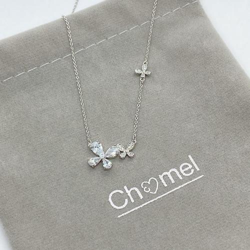 chomel灵动蝴蝶立方氧化锆石项链3250项链