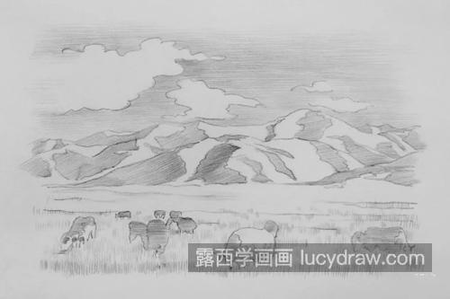 草原风光怎么画牛羊的素描画法是什么