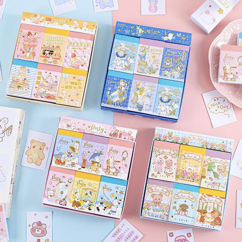 新品恋屿豆豆贴纸本小号贴纸本烫金加厚50张迷你手帐diy素材贴画