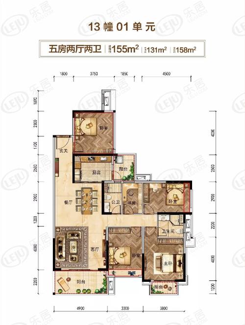 君临世纪5室2厅3卫户型图 - 湛江乐居